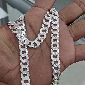925 Sterling Silver Cuban curb diamond cut chain
